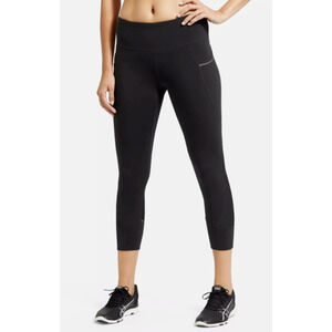 Athleta Black Relay Capri 2.0 Yoga Fitness Zipper Running Medium